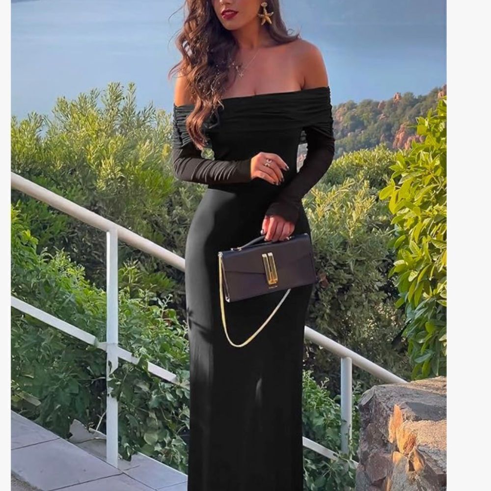 Black off the shoulder maxi dress